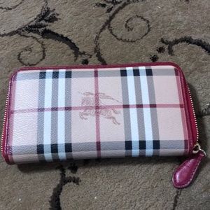 Burberry Haymarket check zip around wallet